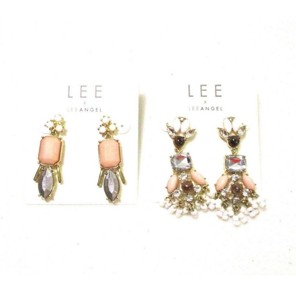 Lee By Lee Angel Cabochon Crystal Chandelier Earrings Grey Drop Earrings Set 2